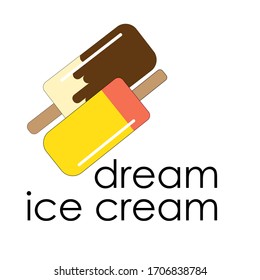 vector popsicles isolated. Flat lay design. Chocolate and vanilla ice cream and orange juice popsicle