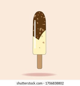 vector popsicles isolated. Flat lay design. Chocolate and vanilla ice cream