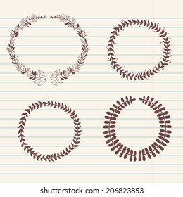 vector popular hipster chalk doodle sketch of wreath
