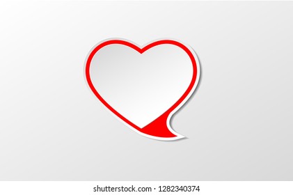 vector popular icon, white heart shaped in red border, social media community icon symbol. paper style trendy modern illustration, beautiful illustration minimalist for love is concept.