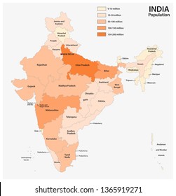 vector population map of the republic of india 