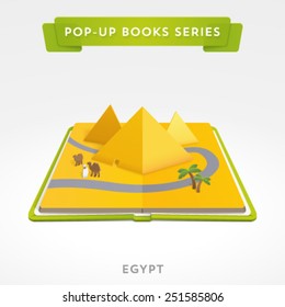 Vector pop-up book with egypt pyramids inside