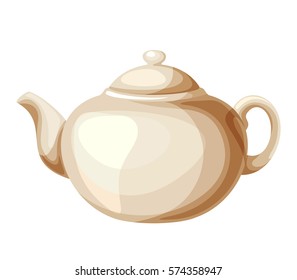 Vector porcelain teapot isolated on a white background.