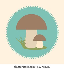Vector Porcini Mushrooms Flat Design Illustration EPS 10 Logo
