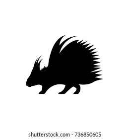 Vector porcupine silhouette view side for retro logos, emblems, badges, labels template vintage design element. Isolated on white background