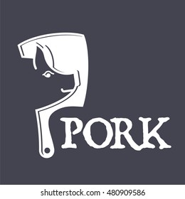 Vector Pork Labels, Charts and Design Elements. Web graphics, banners, advertisements, business templates. Isolated on a white background.