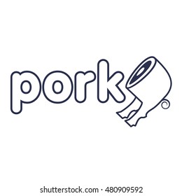 Vector Pork Labels, Charts and Design Elements. Web graphics, banners, advertisements, business templates. Isolated on a white background.