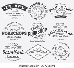 Vector pork meat badges and labels for any use