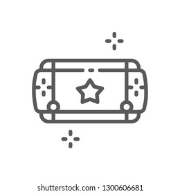 Vector portable game device line icon. Symbol and sign illustration design. Isolated on white background