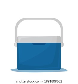 
Vector portable refrigerator, fridge with ice or freezer isolated on white background, flat cartoon style