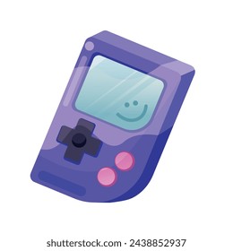 Vector portable video game console. Retro and vintage video games. Childhood of the nineties. Old game console. Gaming life. Gamepad and buttons.