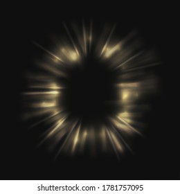 Vector portal with rays. Light effect. Gold vibrant rays.