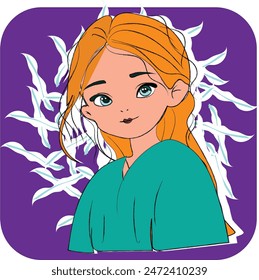 Vector portrait avatar of young pretty woman, Smiling woman face, modern design icon isolated