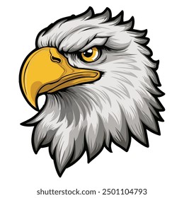 Vector portrait of a bald eagle, showcasing its majestic features and sharp gaze. Ideal for wildlife designs and patriotic themes.