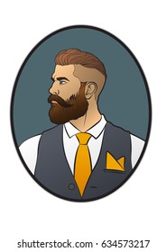 Vector Portrait of a bearded gentleman 