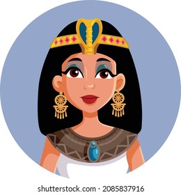 Vector Portrait of Beautiful Egyptian Queen Cleopatra. Female pharaoh of Egypt portrait drawing illustration
