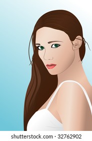 Vector portrait of beautiful girl