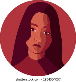 Vector portrait of beautiful girl or woman. Beautiful face of a girl or woman. Vector illustration for health glamour design. Avatar.