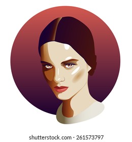 Vector portrait of beautiful girl or woman. Beautiful face of a girl or woman. Vector illustration for health glamour design. Avatar.