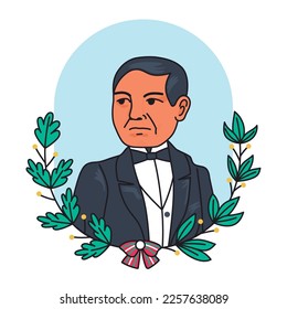 Vector portrait of Benito Juárez