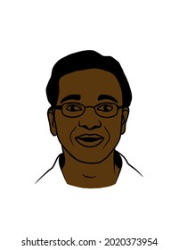 Retrato vectorial de un africano negro con gafas. Diferentes colores de piel