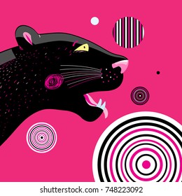 Vector portrait of a black panther with an abstract background