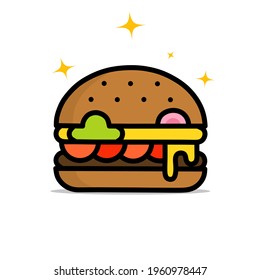 vector portrait of burger, fresh dish. on a white background. suitable as a fast food logo.