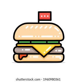 vector portrait of burger, fresh dish. on a white background. suitable as a fast food logo.