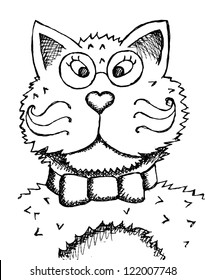 Vector portrait of cat with heart-nose