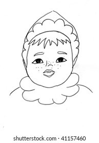 vector portrait child on white background