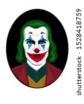 Vector portrait of a clown with green hair and red nose