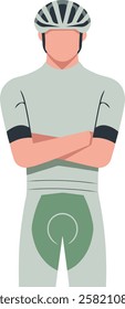 Vector portrait of a confident cyclist with crossed arms