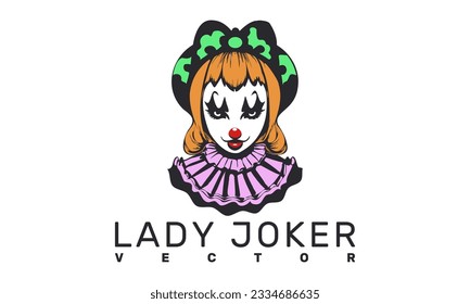 Retrato vectorial de una linda dama pelirroja bromista con nariz roja. Chica de payaso de circo. Fondo blanco aislado.