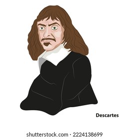 Vector portrait of the René Descartes. He was mathematician and naturalist; one of the founders of analytic geometry, one of the important figures of the scientific revolution.