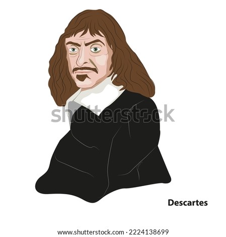 Vector portrait of the René Descartes. He was mathematician and naturalist; one of the founders of analytic geometry, one of the important figures of the scientific revolution. Foto stock © 