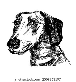 Vector portrait dog.  Graphic, artistic, sketch drawing of a cute dog. Vector illustration. 