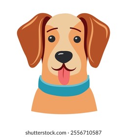 Vector portrait of a dog with its tongue hanging out. Illustration in cartoon style.