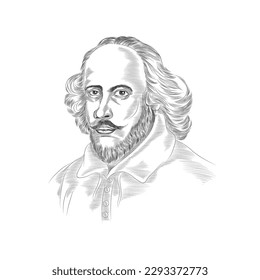 Vector portrait of an English poet. William Shakespeare is considered the greatest English writer.