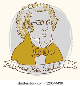 Vector Portrait OF Franz Peter Schubert.