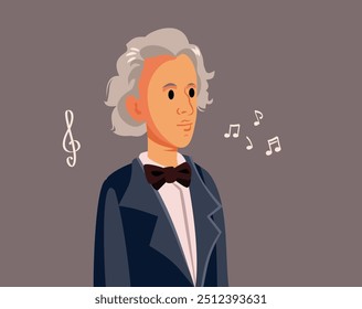 
Vector Portrait of Frederic Chopin in Caricature Style. Famous artistic genius of the musical scene 
