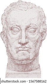 Vector portrait of Gattamelata by Donatello. line drawing technique.