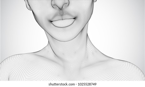 vector portrait of girl. 3d model isolated on white background