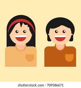 A Vector portrait of girl and boy profile 