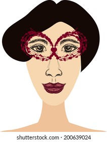 Vector portrait girl in glasses
