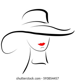 vector  portrait of a girl in a hat
