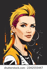 vector portrait of a girl on a simple background