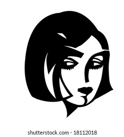  vector portrait of the girl on white background