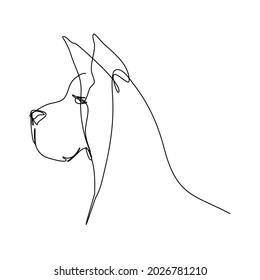 Vector Portrait of Great Dane Dog Breed in Continuous Line Art Style with Editable Stroke Isolated on White Background. Minimalistic Design.