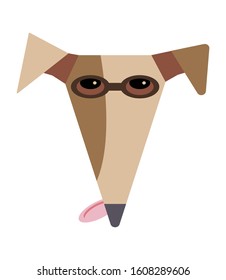 Vector portrait of a greyhound, dog Galgo Greyhound, Whippet. Great, funny. Outline isolated on white background. Cartoon style. For sticker, print on clothes of children's books. Protection Galgo.