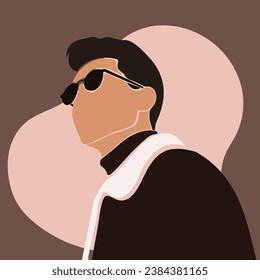 vector portrait of a handsome young man in a flat style on a plain background.
 vector flat style